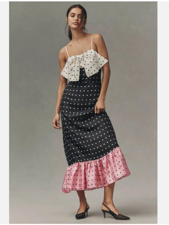 Anthropologie Dresses & Skirts - Maude Penelope Sleeveless Bow Ruffle Silk Maxi Dress